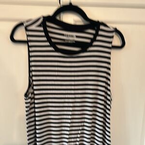 Time and Tru Black and White Striped Top